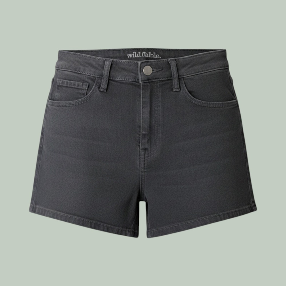 Wild Fable High Rise Shorts 12/31R Black Denim High Waisted Stretch Grunge Indie